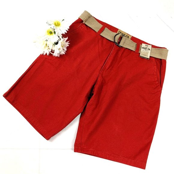 Iron Company NWT Salmon Red Shorts w/ Tan Belt - Picture 1 of 8